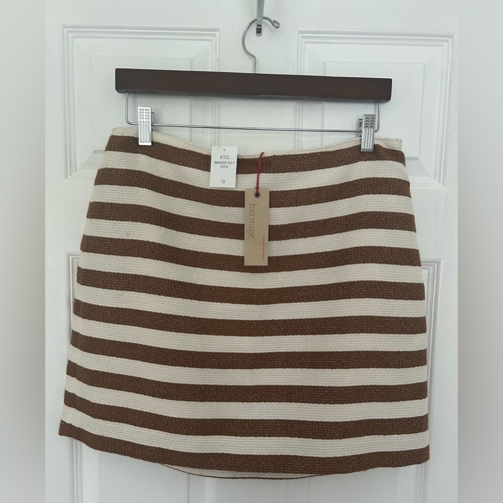 Banana Republic Brown and Cream Striped Mini Skirt - NWT
